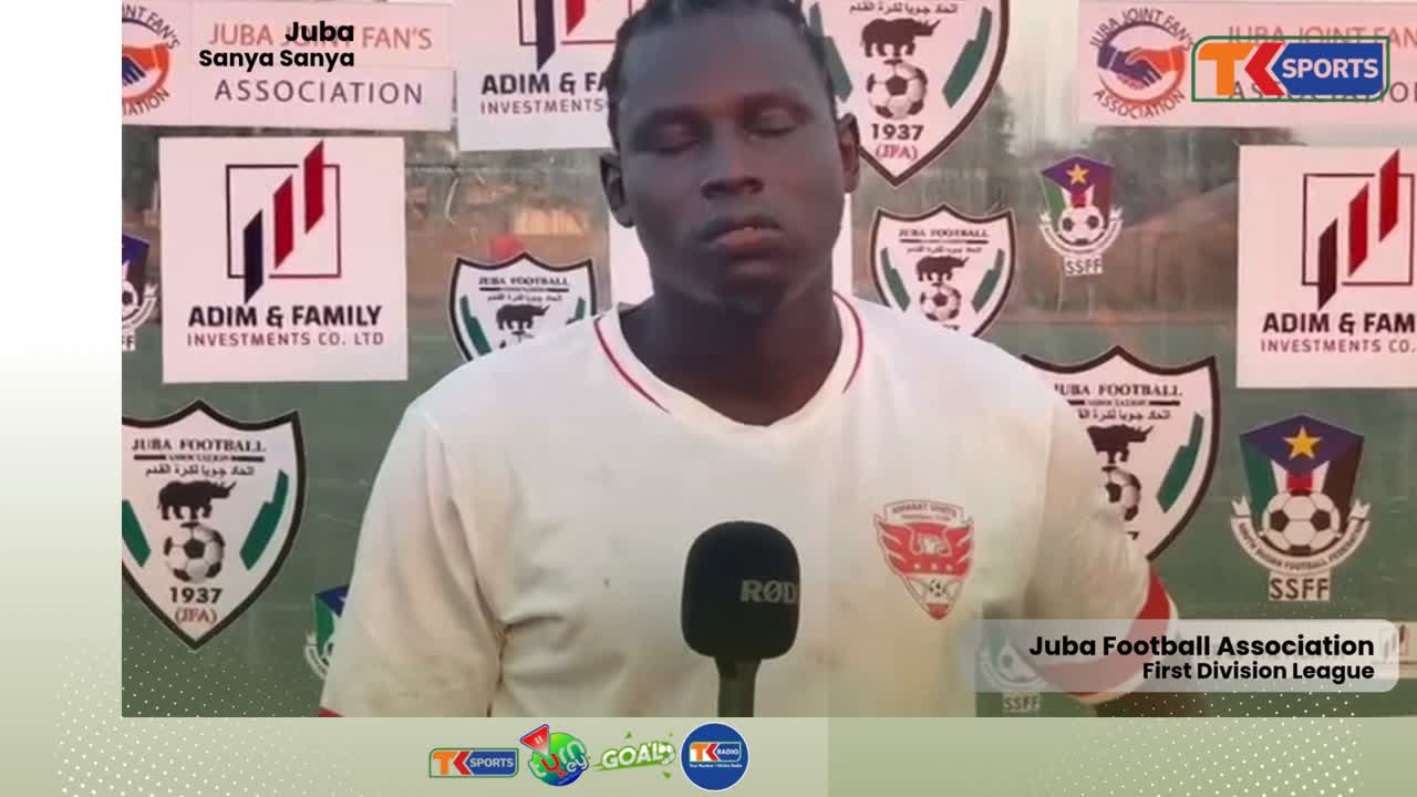 Amarat United FC captain Tut Awac reacts on the 2-1 win over Nyakuron FC