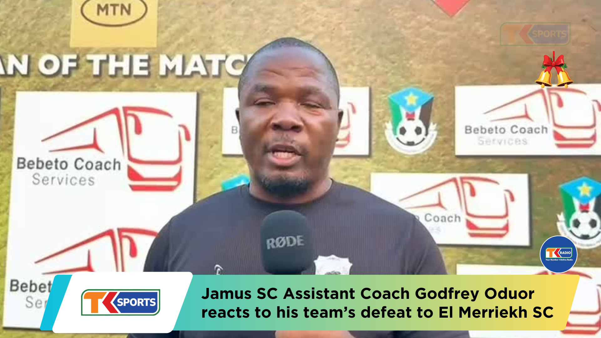 Jamus SC Assistant Coach Godfrey Oduor reacts to the defeat to El Merriekh SC