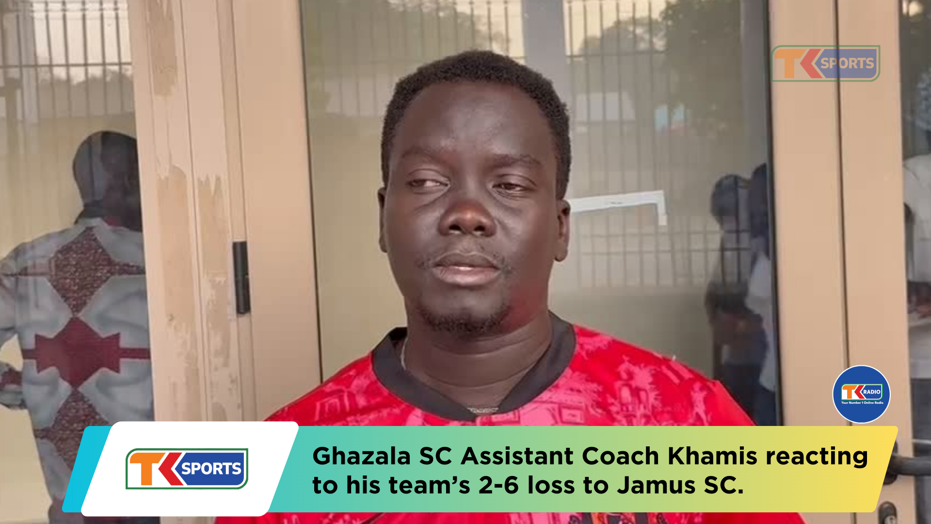 Ghazala SC Assistant Coach Khamis reacting to his team’s 2-6 loss to Jamus SC