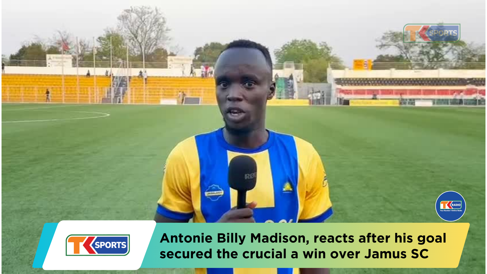 Antonie Billy Madison, reacts after his goal secured the crucial win over Jamus SC