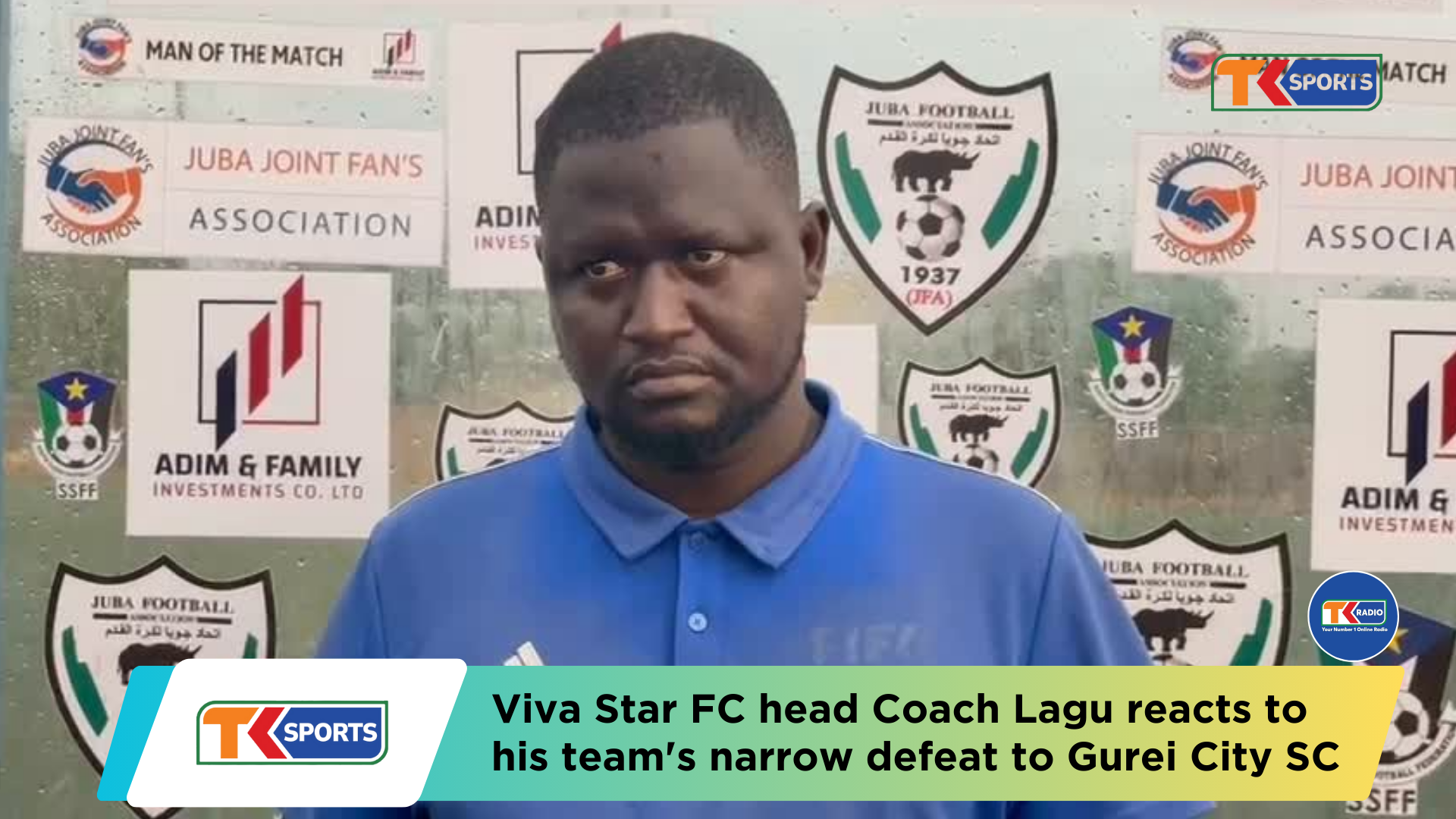Viva Star FC head Coach Lagu reacts to his team\'s narrow defeat in the hands of Gurei City SC.