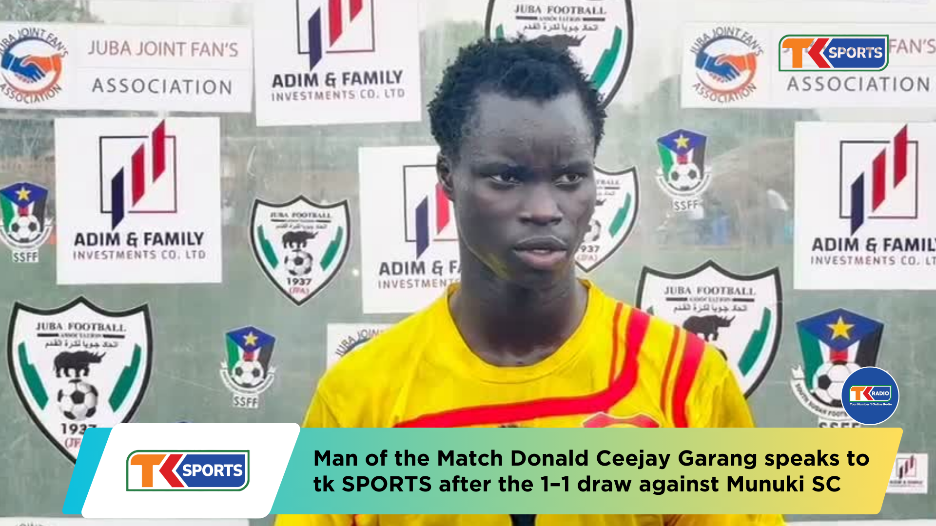 Man of the Match Donald Ceejay Garang speaks to tk SPORTS after the 1–1 draw against Munuki SC