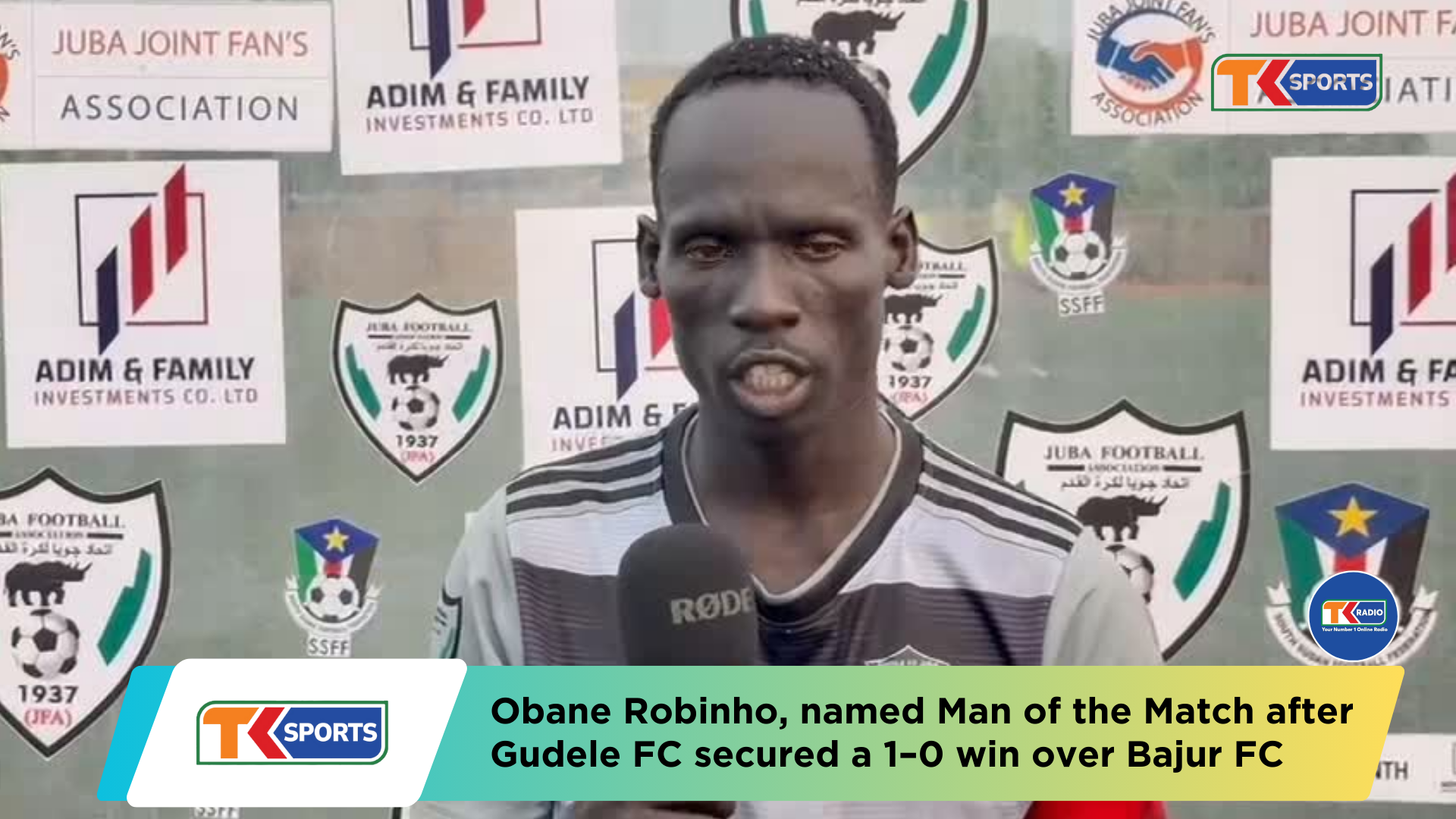 Obane Robinho, named Man of the Match after Gudele FC secured a 1–0 win over Bajur FC.