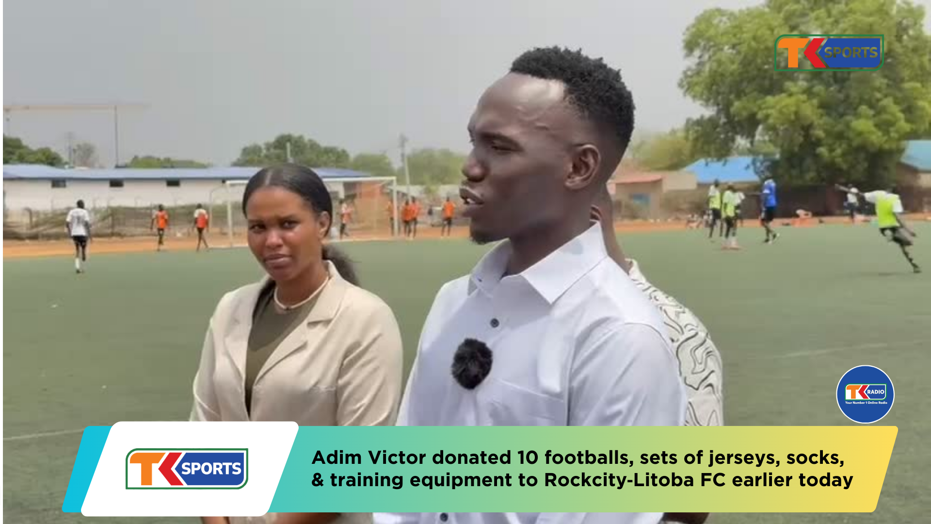 Adim Victor donated 10 footballs, two sets of jerseys, two sets of socks, and training equipment to Rockcity‑Litoba FC earlier yesterday.