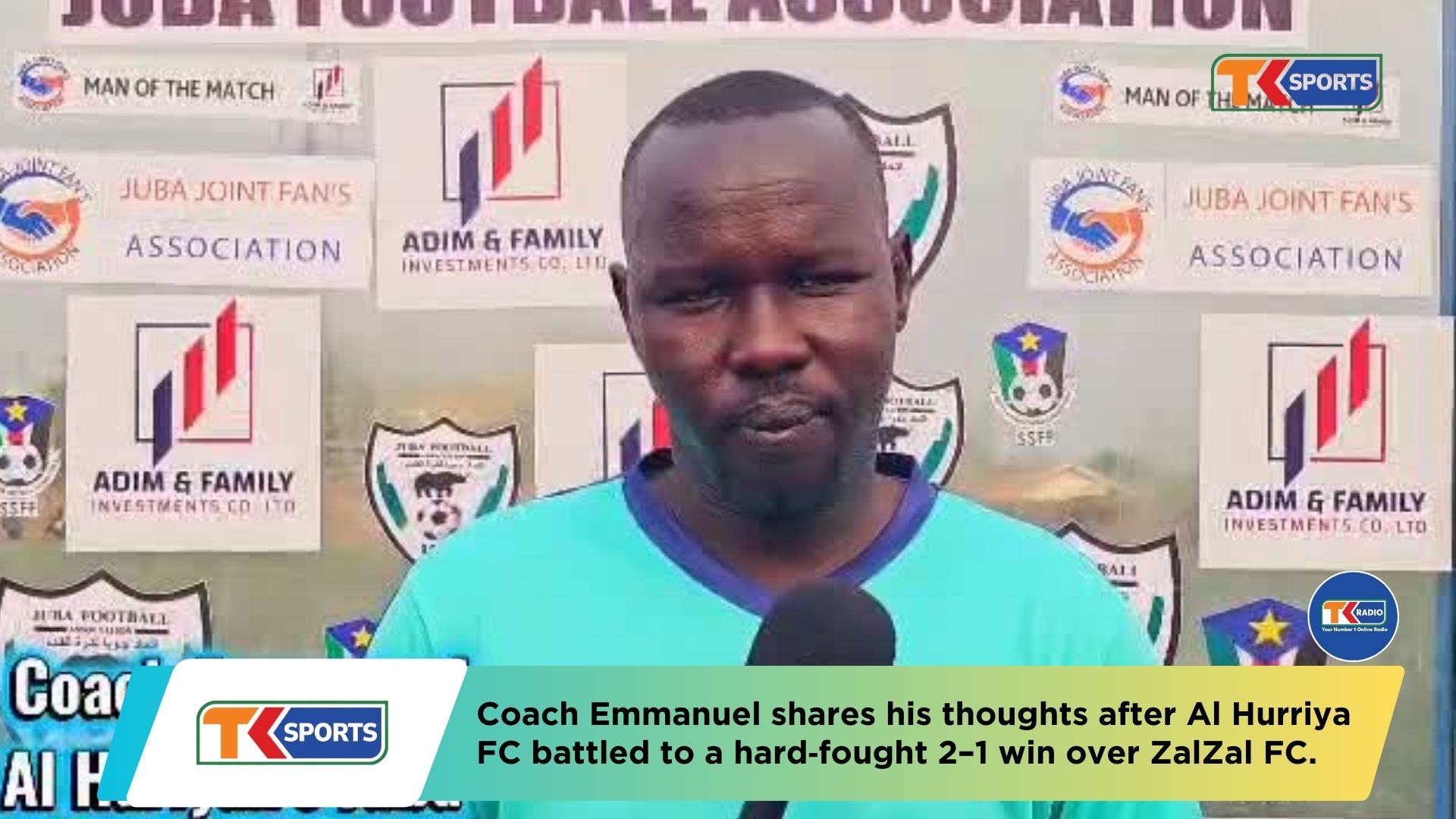 Coach Emmanuel Reacts After Al Hurriya FC’s 2–1 Win Over ZalZal FC